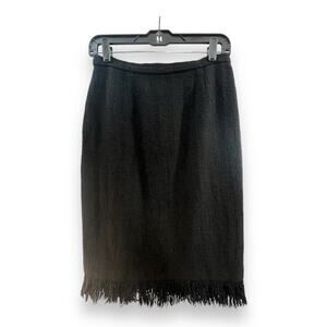 ALBERT NIPON Wool Pencil Skirt with Fringe Hem SZ 8